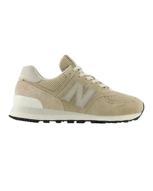 New Balance 574 suède sneakers met sleehak voor dames (Beige/Wit)