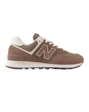 New Balance 574 suède sneakers met sleehak voor dames (Bruin/Wit)