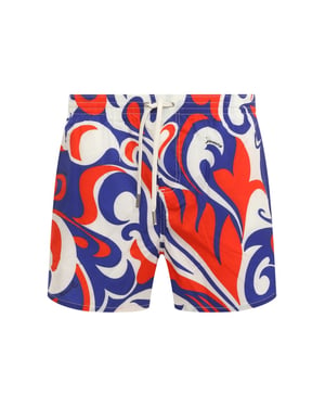 Badshorts med logotyp och boxershorts i midimodell
