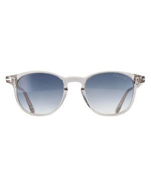 Tom Ford Round Mens Shiny Crystal Clear Blue Gradient Holt-02 FT1302