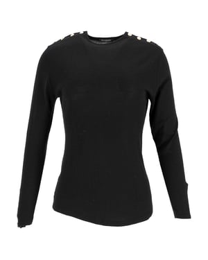 Balmain top met knoopjes in zwarte wol