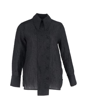 Ganni Jacquard overhemd met wijde sluiting in zwart polyester