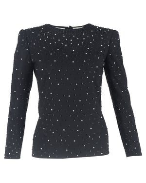 Valentino Garavani top met lange mouwen en versieringen in zwart polyester