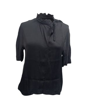 Sandro Ruffled Neck Blauw in Zwart Viscose
