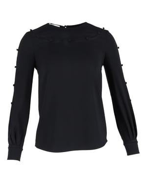 Oscar de la Renta Bateau-halslijnblouse in zwarte zijde