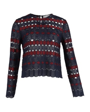 Sandro kanten blouse in marineblauw polyester