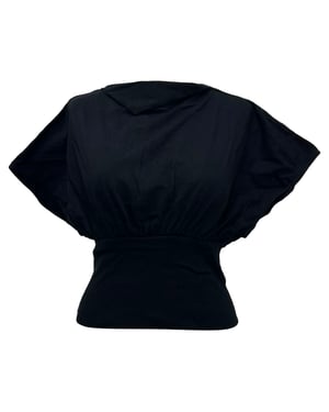 Rick Owens blouse met boothals en korte mouwen in zwart katoen