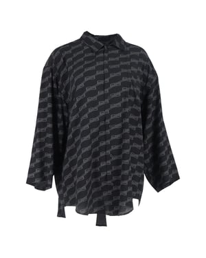 Balenciaga BB Logo Long Sleeve Shirt in Black Silk