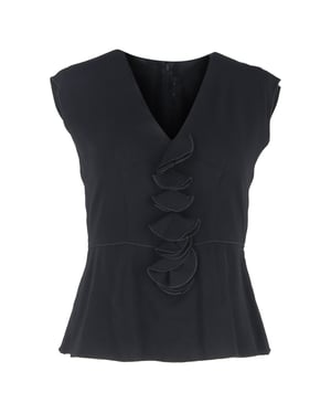 Marc Jacobs top met V-hals, ruches en peplum in zwart polyester