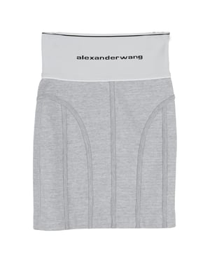 Alexander Wang Logotyp Elastisk Minikjol i Grå Bomull