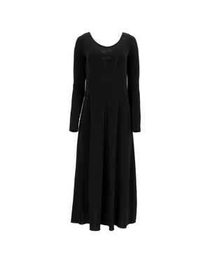 Max Mara Leisure Plisserad Jersey Maxiklänning i Svart Viskos