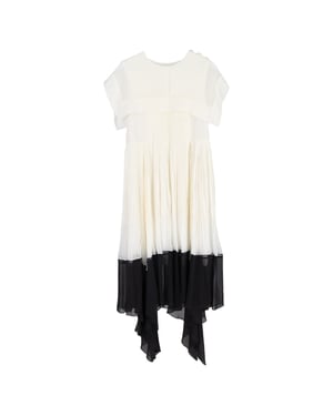 Chloé midi-jurk met vierkante kraag en plooien in wit en zwart viscose