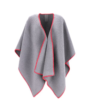Rick Owens poncho met sierstiksels in grijze wol