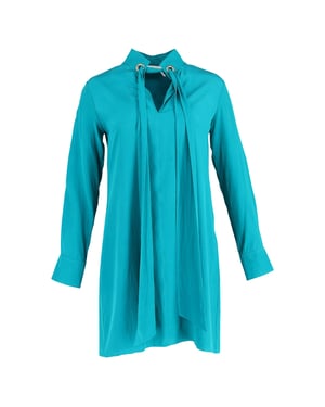 Chloé blouse met strik in de hals in turquoise zijde