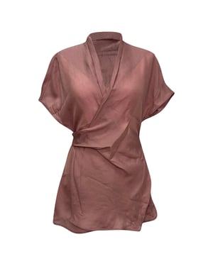 Rick Owens gedrapeerde wafelgebreide wikkelblouse in roze viscose