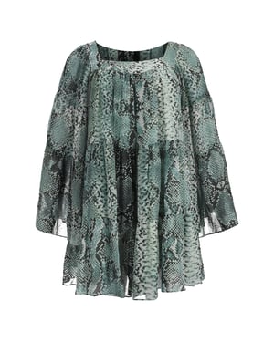 Pierre Balmain blouse van chiffon met slangenprint in groene zijde