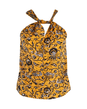 Isabel Marant haltertop met bloemenprint in geel katoen