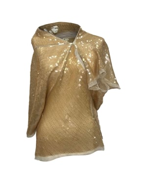 Rick Owens blouse met colkraag en pailletten in beige zijde