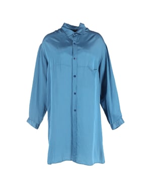 Y's by Yohji Yamamoto overhemd met knoopsluiting in blauwe zijde