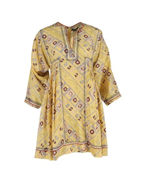Isabel Marant Thurman Printed Min Dress in Yellow Silk