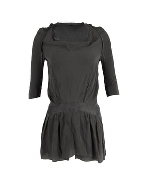 Maje Robe Mini jurk met 3/4 mouwen in olijfgroene zijde