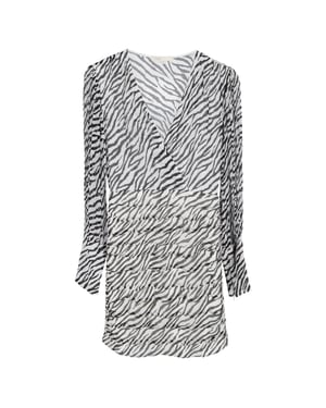 Maje Ribane mini-jurk met zebraprint in zwart-witte viscose