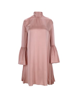 Fendi mini-jurk met col en ruchesmouwen in roze viscose