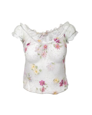 Roberto Cavalli Transparent Blommig Topp - 90-tal