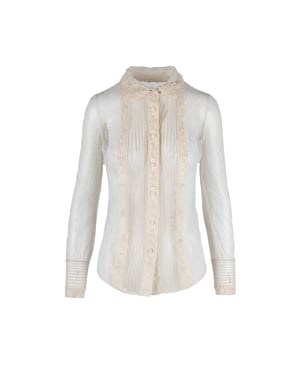 Rode Valentino blouse van doorschijnend kant - jaren 2010