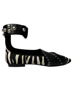 Isabel Marant Zebra Print Linzy Eyelet Pointed Toe Flats in Animal Print Calfskin