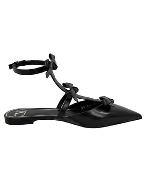 Valentino Garavani Franse Strik Ballerina Flats in Zwart Leder