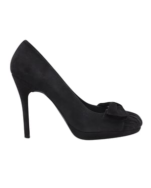 Stuart Weitzman Heels with Bow Detail in Black Suede