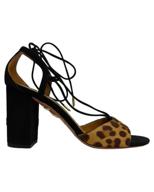 Aquazzura Austin Lace-Up Sandals in Animal Print Calf Hair