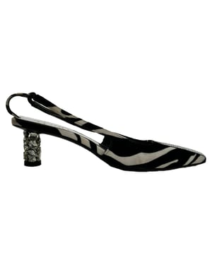 Tom Ford Zebra-Print Slingback Pumps in Black and White Suede