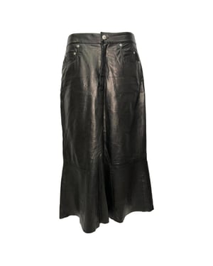 Rick Owens gekreukte midi-rok van zwart lamsleer