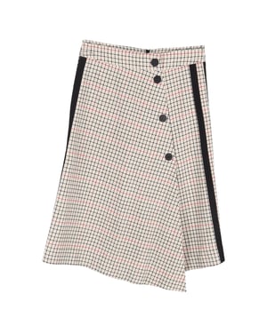 Maje geruite asymmetrische midi-rok in beige katoenen tweed