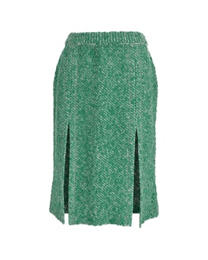 Stella McCartney Bouclé-Tweed midikjol i grön bomull
