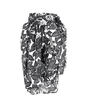 Lanvin midi-rok met bloemenprint en strikceintuur in zwart-wit katoen