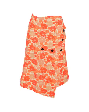 Jil Sander midi-wikkelrok met bloemenjacquardprint in oranje polyester