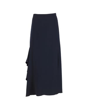 Max Mara maxi-rok met ruches in marineblauwe wol