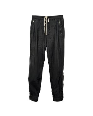 Rick Owens satijnkeperbroek met taps toelopende pijpen in zwart cupro
