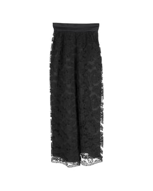 Valentino Boutique broek met wijde pijpen en kanten details in zwart polyester