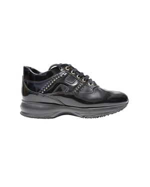 Hogan Interactive sneakers met studs in zwart lakleer