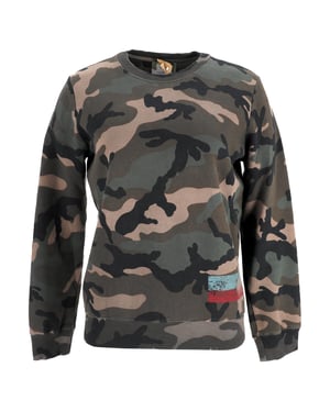 Valentino Garavani camouflage sweatshirt met verwassen look in kaki katoen