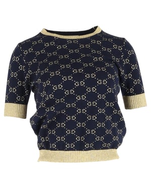 Gucci GG Lamé top in marineblauw katoen