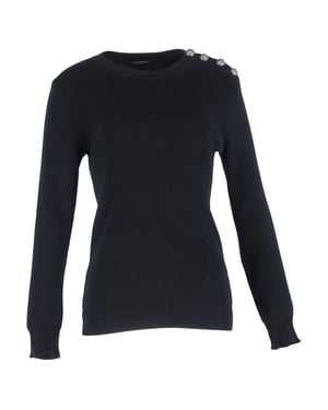 Balmain gebreide trui met knoopdetails in zwarte wol
