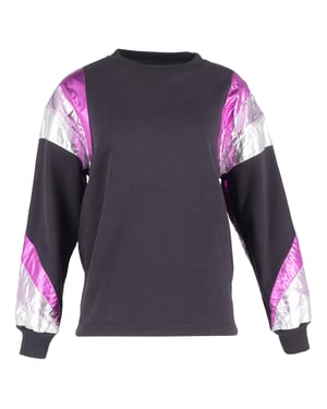 Isabel Marant Menji Metallic Stripe Sweatshirt in vervaagd zwart katoen