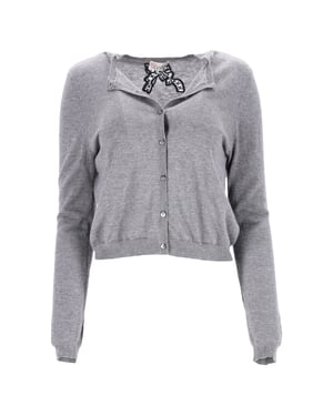 RED Valentino vest met strik in grijze wol