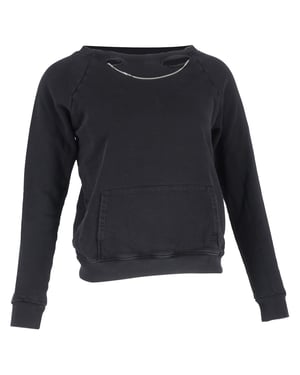 Saint Laurent – ​​Svart bomullsmönstrad sweatshirt med riven kedja