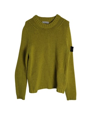 Stone Island Grovstickad Rundringad Tröja i Gul Ull